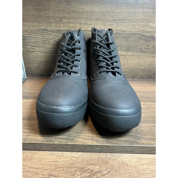 NWB Sun + Stone Mens Gunner Faux-Leather Lace Up Boots Black 9.5M main image 10